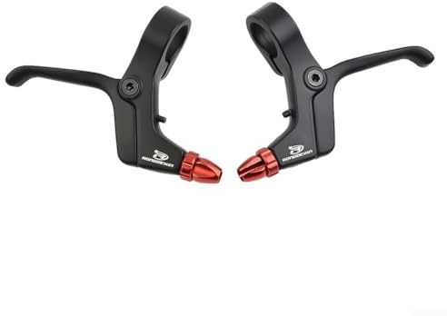 Manetas de freno ergonómicas de 2 dedos para bicicletas de montaña para niños, aleación de aluminio ligera para un mejor rendimiento de frenado (rojo)