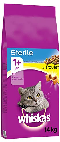 WHISKAS Croquettes pour chat stérilisé 14 kg au poulet