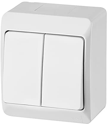 Blanc double plexo 69539: double bouton poussoir de monter en saillie pour pièce humide iP44 avec interrupteur
