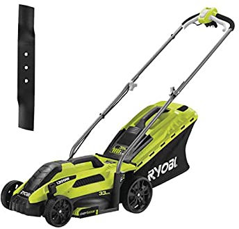 Pack RYOBI Tondeuse électrique 1300W Coupe 33cm RLM13E33S - Lame de Tondeuse électrique 33cm RAC420
