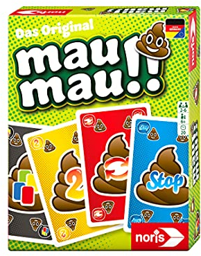 Noris 606261880 Mau Mau Kackhaufen, das weltbekannte Kartenspiel mit einem originellen Blatt, für 2 bis 6 Spieler ab 6 Jahren