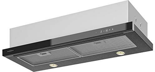 Oranier Schublüfter 90 cm 5TC - breite Umluft Einbau-Dunstabzugshaube mit schwarzer Glasfront - LED Abzugshaube mit 4 Stufen & Toch Control