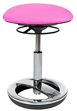 TOPSTAR Sitness Bob - Taburete ergonómico de trabajo con efecto oscilante, altura del asiento, anillo de aluminio pulido, revestimiento de tela, color rosa