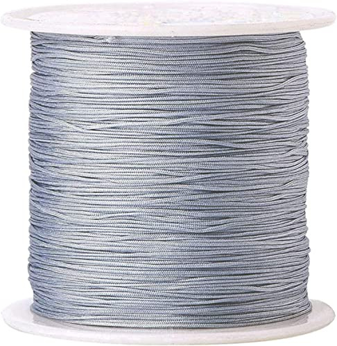 0,8mm Nylonschnur Makramee Garn Rattail Satin Nylon Armband Schnur für Armbänder Plissee Schmuckherstellung (Grau)