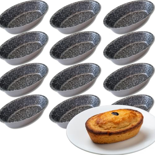 Sunrise 12 Leccesi-konditorformar i aluminium, non-stick, oval formar, tillverkad i Italien, 10,5 x 7 cm, för ugn och fritös (12)