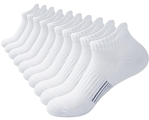 ILovDaisy Trainer Running Socks Womens 5 Pairs, Breathable Ankle Socks | Cushioned Anti Blister Sports Cotton Socks, Sweat-Wicking Low Cut Athletic Socks for Ladies Girls