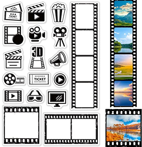 CRASPIRE Película Sellos Transparentes Película Iconos Cinta 3D Gafas Video Sello Transparente Sello de Goma para Álbumes de Recortes Cumpleaños Álbum de Fotos Tarjeta de Acción de Gracias Hacer