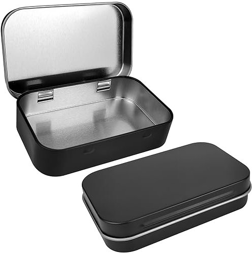QIANCAIWANG 1 Pack Metal Rectangular Tins Box Containers, Small Storage Box with Lids for Tobacco, Cigarettes, Candy, Jewelry (1 PC, Black)