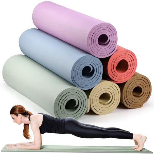 Timgle 6 Pcs 10mm Thick Yoga Mat Bulk 68 x 24 Inches, Classic Colors