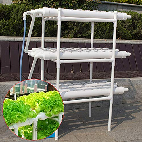 Begoniape 3 Ebenen Hydroponic Grow Kit, Hydroponic System Hydroponische von Obst, Gemüse und Pflanzen, 108 Löcher 12 RohrmengeHydroponisches PVC-U Pipe Timing Device für Haus, Garten, Büro
