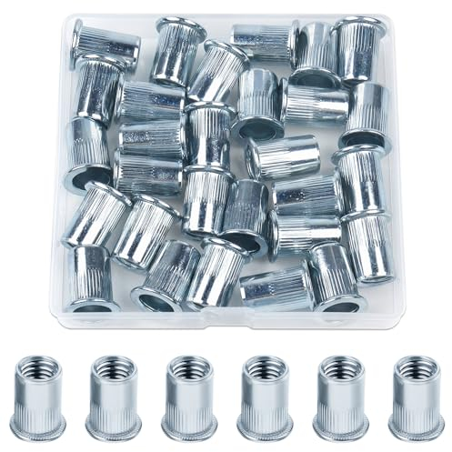 30 dadi per rivetti M10, dadi per rivetti ciechi M8 a testa piatta, rivetto filettato in acciaio zincato Rivet Nutsert, manicotto filettato per piastre metalliche, tubi ecc.