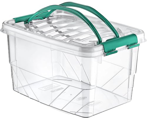 8 Liter Plastic Storage Box with Lid Clip and Handle Multipurpose Clear Rectangle Container Transparent Heavy Duty Stackable Box Ideal for Home, Office, Kitchen, Food, Toys, Closet, Animal Feed