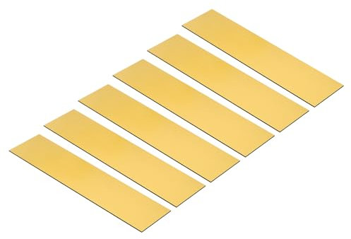 PATIKIL Plaque de Nom Vierge 8x2 - Lot de 6 Rectangles Personnalisés Gravés au Laser pour Bureau, Fournitures de Peinture DIY, Or, Noir