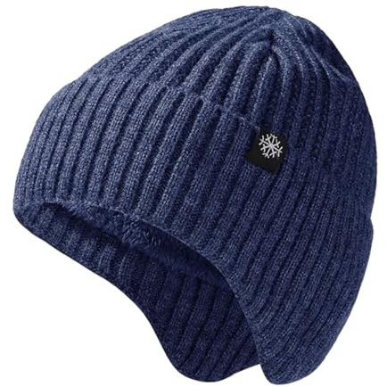 Cappello Uomo Invernale Berretto, Berretto cappello invernali Cappello pile Berretti maglia Outdoor, Uomini Caldo Antivento Cappello, Cappello Sportivo Invernale per Sci Corsa Bici (Blu Navy)