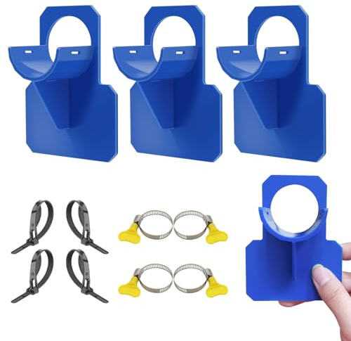 4 soportes para manguera de piscina, accesorios para manguera de piscina, antipinchazos, antidesgarros, antitirones (30 – 37 mm), color azul