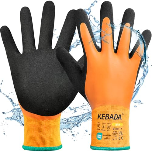 Kebada Winter Work Gloves for Men & Women, Waterproof & Thermal, T1, 1 Pair
