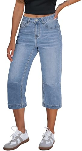 GRAPENT Capri Jeans for Women Cowgirl Jeans for Women Mid Rise Jean Capris Womans Women's Casual Pants Capris Women's Bay Blue Size Medium US 8 to 10