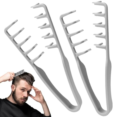 2Pcs Peigne à Texture, Brosse Cheveux Bouclés Plaquage, Peigne Dent Large Volumateur, Outil Volumisant les Racines, Peignes à Frange Couvrant les Coutures, pour Femme et Homme (A)