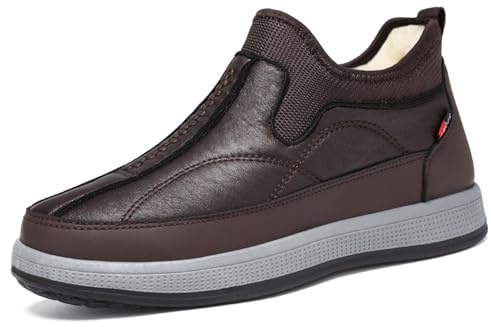 Botas de invierno para exteriores, informales, cómodas, cálidas, sin cordones, con forro polar grueso (Coffee, 40)