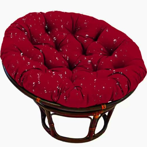 Waterproof Round Chair Cushion Replacement Outdoor Garden Seat Pad Upholstered Sitting Pillow for Rattan Chairs Wine Red 110×110 cm - Perfect for Comfort & Style