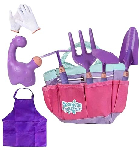 Kinder-Gartenwerkzeug – 9-teiliges Kinder-Gartenwerkzeug-Set, Bodenlockerung, Pflanzsandschaufel, Sandbagger, Gießkanne, Pflanzschaufeln für Kinder, Hof, Bauernhof, Kindergarten, Balkon, Blumenrasen