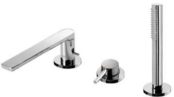 Monomando bañera de repisa MAX con ducha anticalcárea (034.116.01). · Caudal: 3 bar – 16 l/m. · Compatible con el kit depósito ref: 203.245.01. · NOTA: ver longitud caño.