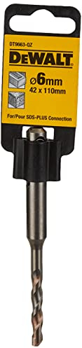 DEWALT Broca SDS Plus 6x110mm, Diente de Carburo, Cuerpo Reforzado, Rendimiento para Hormigón, Mampostería y Ladrillo, Eliminación Eficiente del Polvo, DT9663-QZ