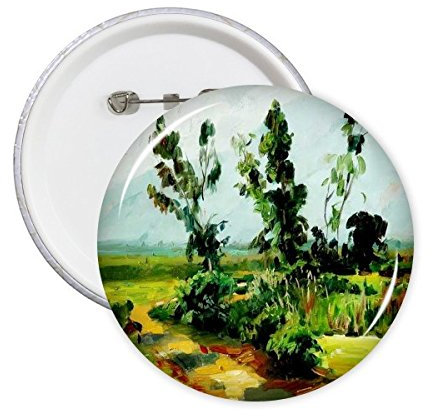 DIYthinker Peinture à l'huile colorée Arbre Champ de Montagne Ciel Abstrait Paysage Illustration Motif Broches Rondes Badge Button Vêtements Décoration Cadeau 5 pcs L