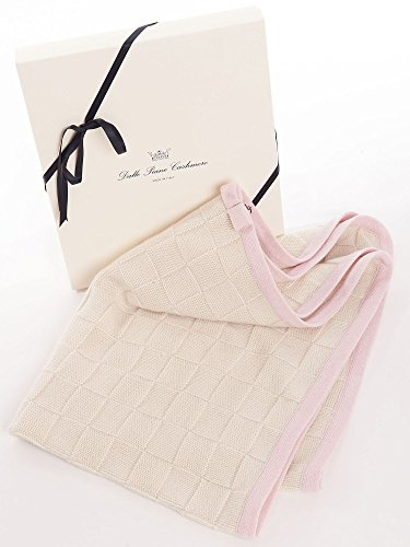 DALLE PIANE CASHMERE Coperta Neonato con Bordo 100% Cashmere - Rosa