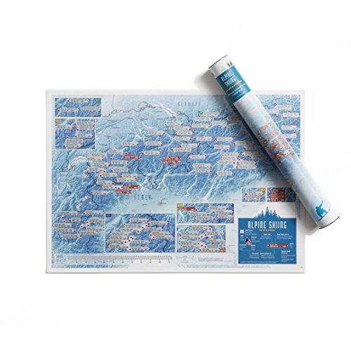 Alpine Skigebiete zum Rubbeln - Maps International - Poster als Geschenk für Ski-/Snowboard-Enthusiasten - Alpen Gipfel - Geschenkröhre - A2-Format 59,4 (h) x 42 (b) cm