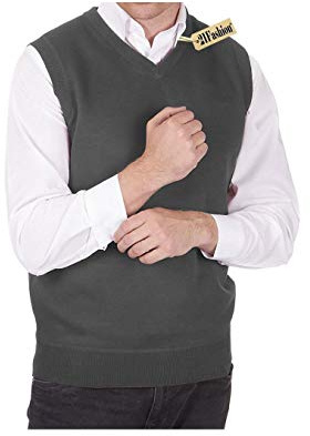 21Fashion Ärmlös v-ringad stickad slipover tröja för män vuxna golf sportkläder linne Small/5X-Large, Träkol, 4XL