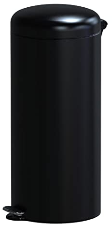 Poubelle de cuisine à pédale basique chic cylindrique 30L URBAN Noir en acier inox avec seau
