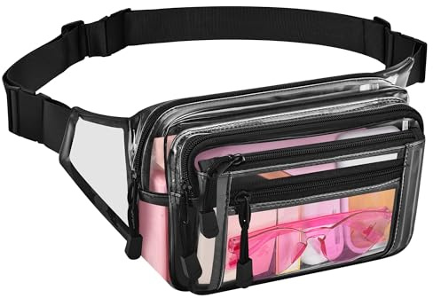Clear Bag Stadium Approved Large Clear Fanny Pack for Women for Work,Multi-purpose Waist Bag for Travel & Sporting Event