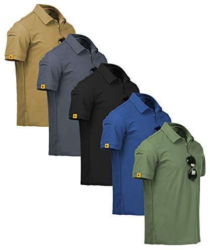 ZITY 5 Pack Mens Polo Shirt Short Sleeve Sports Golf Tennis T-Shirt Moisture-Wicking Summer Shirts