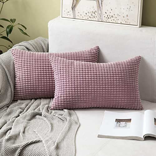 MIULEE Kissenbezug 40x60 Rosa Lila Sofakissen Kordsamt Kissenbezüge Rechteckig Cord Dekokissen Kissenhülle Dekorativ Couchkissen Bezug Weich für Wohnzimmer Schlafzimmer 16x24 Inch 2er Set