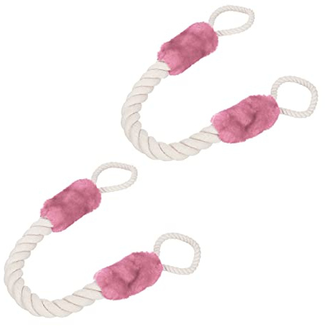 Relaxdays Türkordel 2er Set, Türstopper Klinke, 60 cm lang, Klemmschutz für Kinder & Tiere, Tür Seil maritim, Creme/rosa