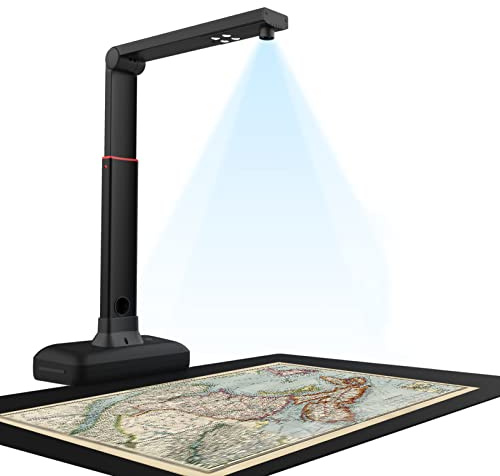 XUCS Scanner per Libri/Documenti da 23 MP, Scanner per Fotocamera di Grande Formato A2/A3, Tecnologie di Appiattimento Automatico E Rimozione delle Impronte Digitali, OCR Multilingue, PC/Mac