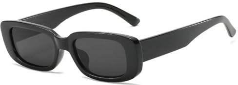 WDZAYXC Vintage rechteckige Sonnenbrille für Damen und Herren, modische Retro-Brille mit quadratischem Rahmen, Brille mit UV400-Schutz(schwarz)