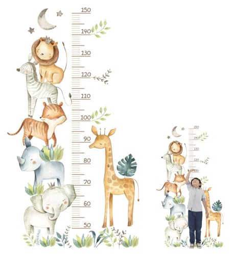 Forhome Height Chart for Children,Self-Adhesive Wall Sticker Forest Animals Wall Sticker, Children Height Chart Wall Sticker, Children's Room Decoration for Boys & Girls, Measures 50-150 cm