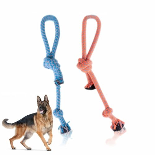 Dog Toy Heavy Duty Doggy Rope Tug Chew Toy Aggressive Chewer Tug Playtime And Training Cotton Rope Interactive Toy For Chewing Cleaning Teeth Gums Pet Accessories Assorted Colours 35.5cm (1Pc)