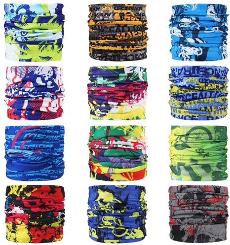 12PCS Outdoor Multifunctional Sports Magic Seamless Scarf, Magic Head Scarf, Elastic Headband Bandana, Uv Resistance Sport Headwear for Riding Motorcycling Hiking Fishing Yoga