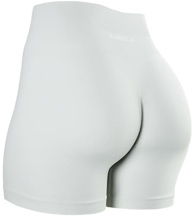 AUROLA Power Scrunch Butt Workout-Shorts für Damen, Nahtlose Fitness-Shorts, hohe Taille, Bauchkontrolle, Yoga, Biker-Shorts, Blanc De Blanc, Mittel