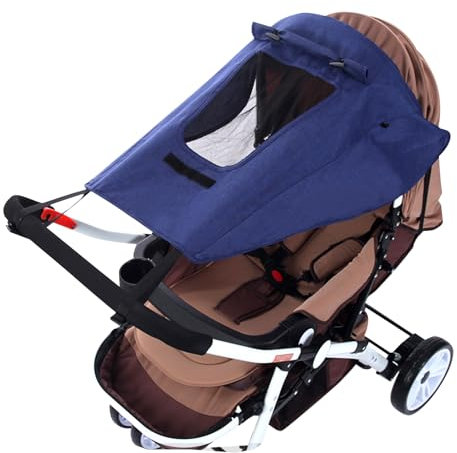 Risipu Kinderwagen-Sonnenschutz, universeller Buggy-Sonnenschutz, Sonnendach für Kinderwagen, tragbare Installation, UV-Schutz 50+, Wasserfest, Marineblau