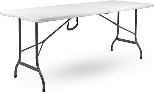 Brigros - Tavolo Pieghevole Da Giardino Perfetto Come Tavolo Da Campeggio, Da Buffet, Da Cucina | Tavoli Pieghevoli A Valigetta Con Maniglia Salvaspazio (152x70x74)