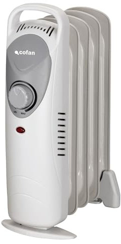 Cofan Mini radiador de aceite | Potencia: 450 W | Termostato regulable | Seguridad antiincendios | Color: blanco