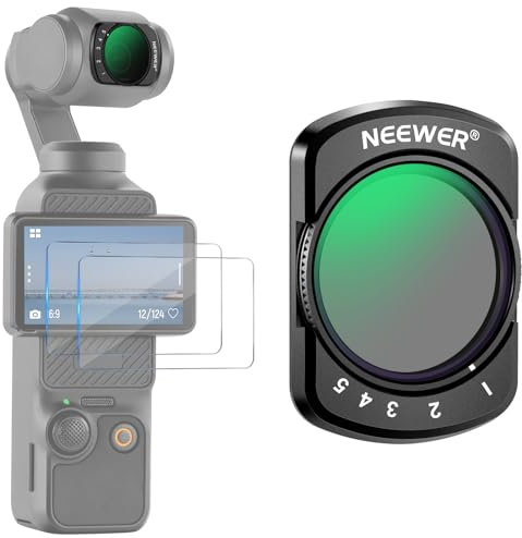 NEEWER Filtro ND2-32 Variabile Compatibile con DJI Osmo Pocket 3, Filtro ND Magnetico Regolabile da 1-5 Stop Limitati, Accessori Action Camera, Vetro Ottico HD, 2 Protezioni per Schermo LCD, FL-50