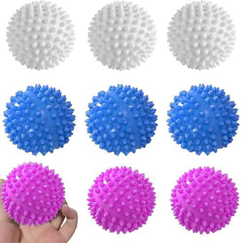 9 Trocknerbälle, Trocknerball Wiederverwendbare Waschkugeln für Trockner und Waschmaschine, Effiziente Trocknung, Trockner Bälle für weiche Wäsche, Reduzieren Falten und statische Aufladung