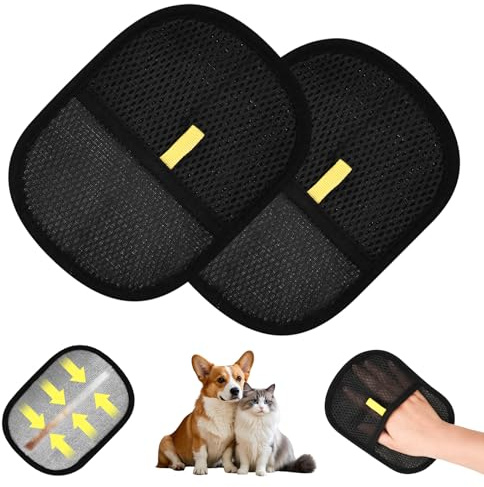 Trendecor 2 Stück Pet Hair Remover Glove, Katzenhandschuh Wiederverwendbare Antistatische Fellhandschuhe Fingerlos Double Sided Grooming Glove Katze Fellpflegehandschuhe für Katzen Hunde
