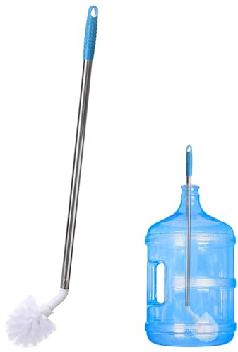 Spazzola lunga per bottiglie con manico in acciaio inox, 61 cm, per taniche d'acqua e bicchieri, spazzola per la pulizia della bottiglia a forma di L, utensile da cucina, spazzola per stoviglie per