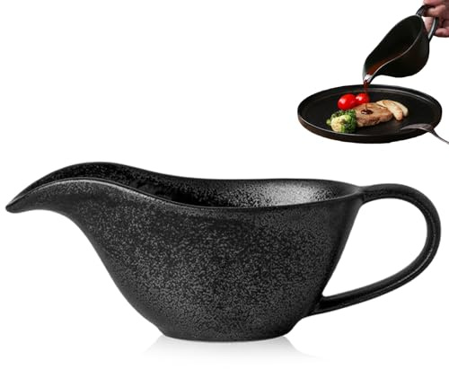 280 ml salsiera in acciaio inox, contenitore per salse nero, contenitore per salse con manico, salsa con beccuccio per labbra, ciotola da portata adatto per salsa, crema, condimenti per insalata